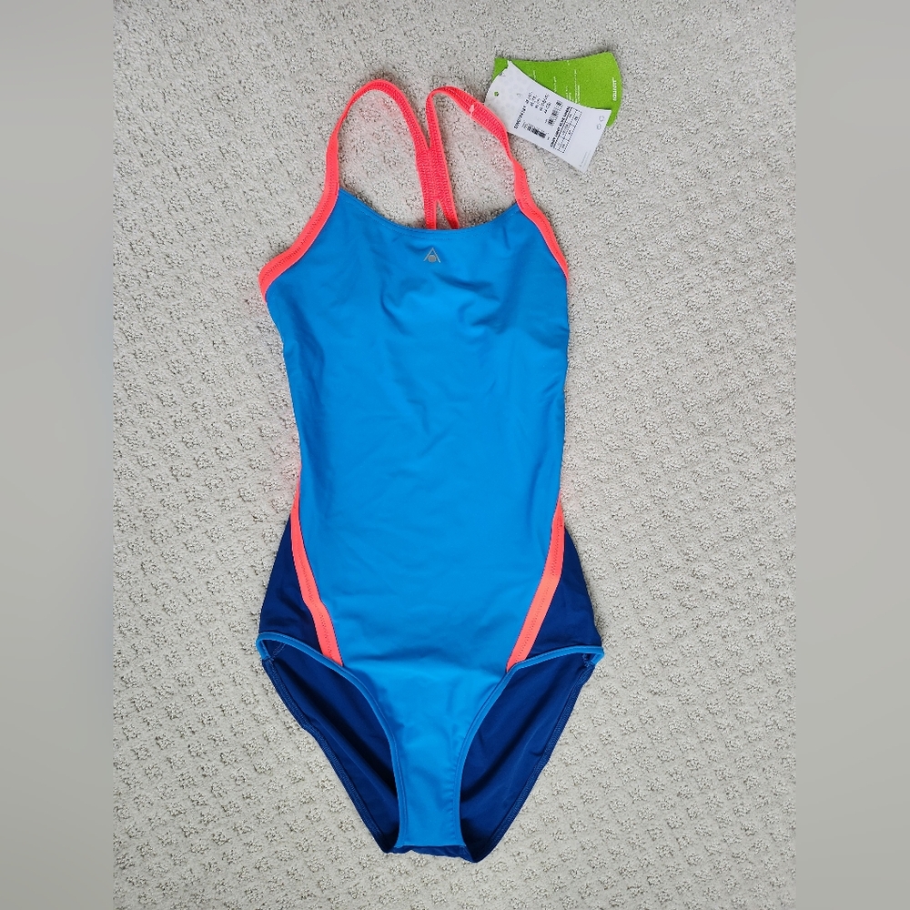 Aqua Sphere Blue One Piece Bathing Suit Size 14 NWT